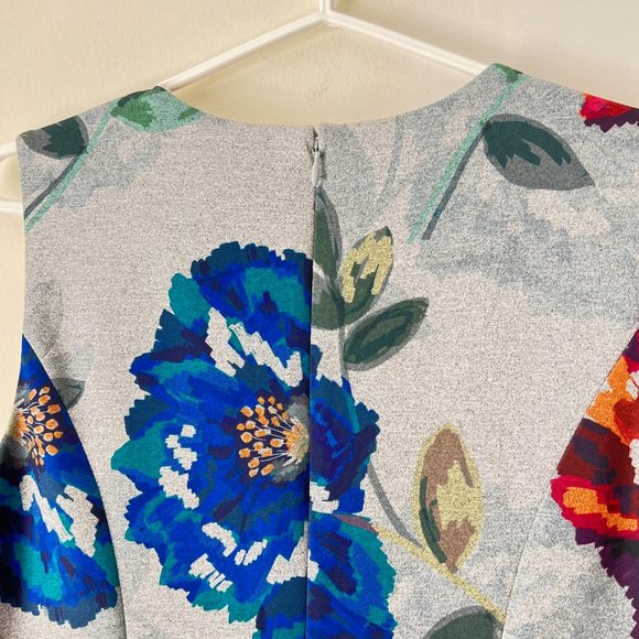 New! CALVIN KLEIN Brocade Floral Fit & Flare Grey Dress, Size 4 - Picture 10 of 14